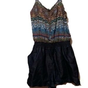 Boho Chic Romper Jean‎ Shorts Bohemian Large